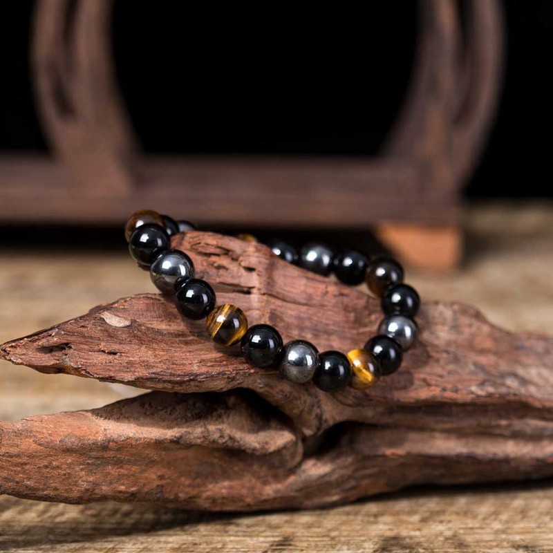 8/10mm Tiger Eye Hematite Black Obsidian Stone Bead Bracelet Men Bracelet