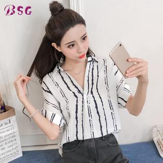 Áo Sơ Mi Công Sở Nữ Cổ Chữ V Sọc Dọc