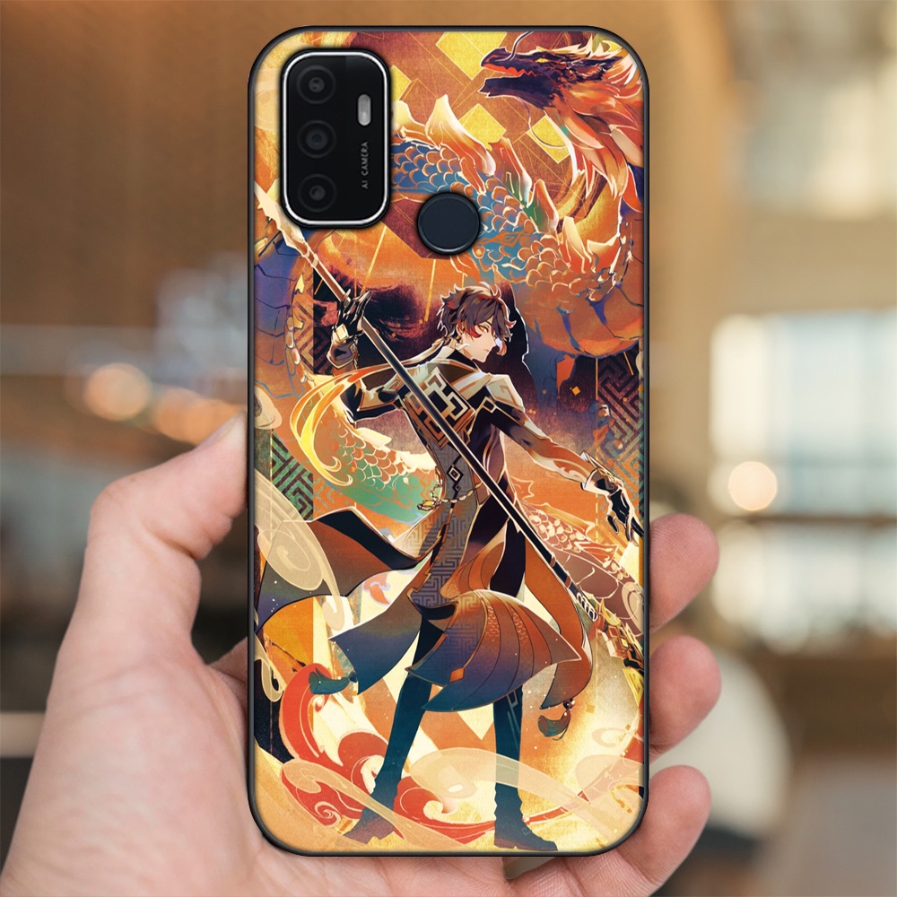 Ốp lưng Oppo A53 viền đen in hình Zhongli Genshin Impact