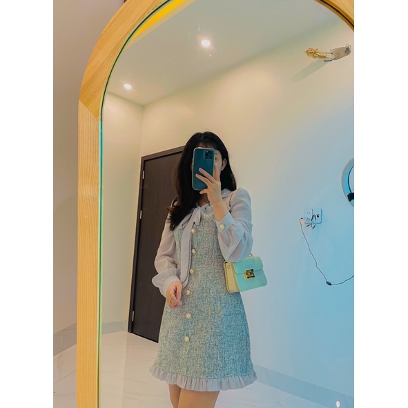 Váy dạ tweed dài tay công sở