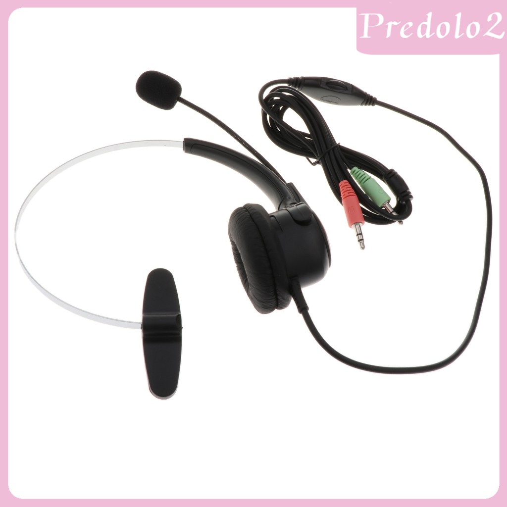 [PREDOLO2] 3.5mm Call Center Telephone Headphone w/ Noise Cancelling Monaural Headset