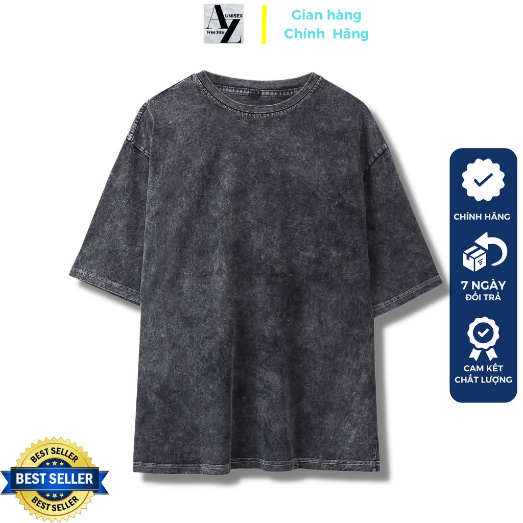 ◘◈Áo phông wash tay lỡ form rộng basic trơn cotton nam nữ đẹp mùa hè thương hiệu AZ Unisex