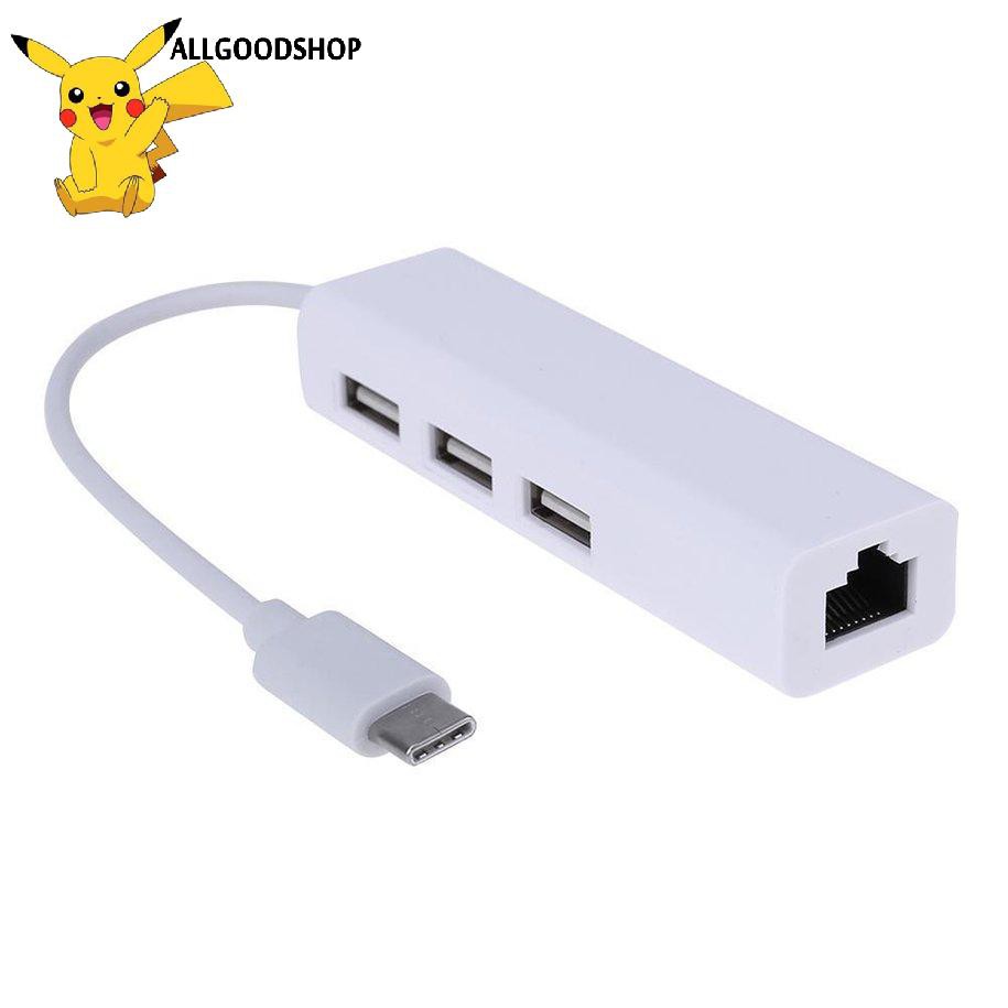 all} Thiết bị chuyển đổi cổng Type C sang cổng mạng LAN RJ45 3 cổng USB 3.0 dành cho Macbook