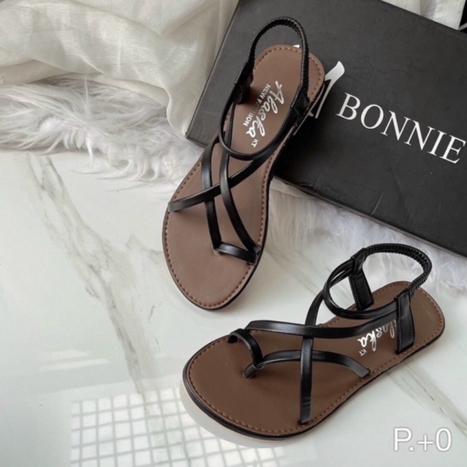 Sandal dây mảnh nữ xỏ ngón chéo phong cách thời trang đi học đi làm, Giày dép sandal nữ đi học thời trang đế bệtưn