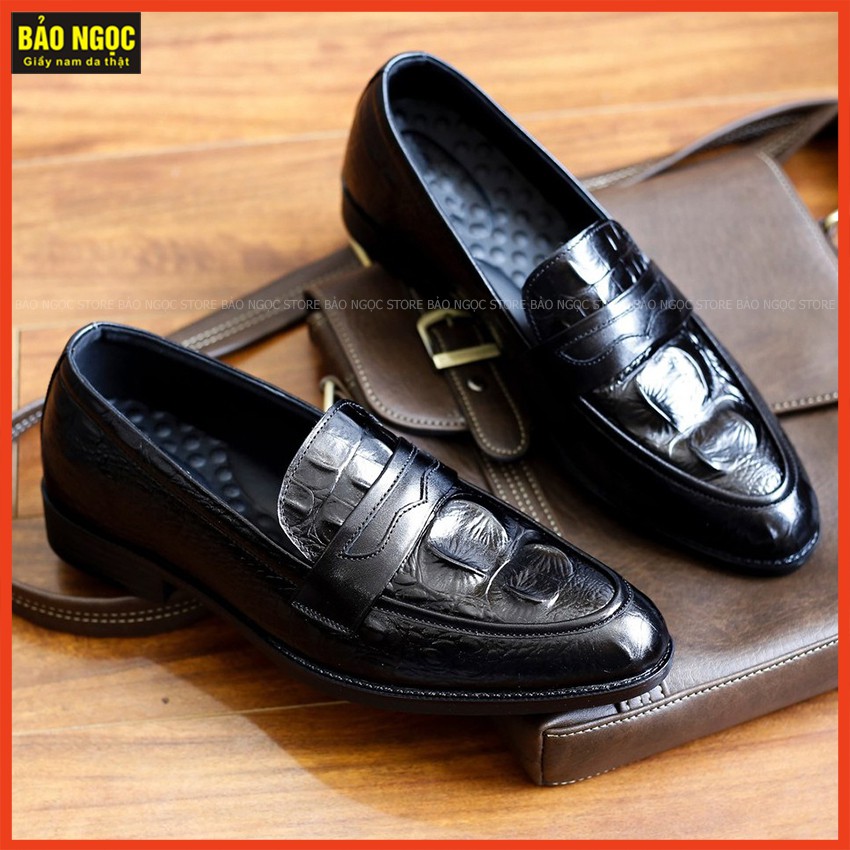 Giày tăng chiều cao nam BẢO NGỌC STORE cao 6,5cm ✅ Da bò tấm dập vân cá sấu sang trọng ✅ Mã TC11