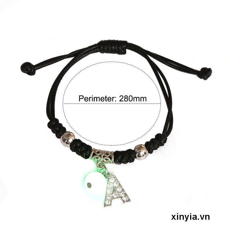 Vòng Tay Dây Bện Mặt 26 Chữ Cái Tiếng Anh Phát Sáng Thời Trang Cho Cặp Đôi