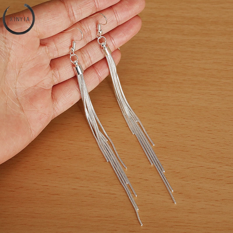 Khuyên tai tua rua dáng dài thời trang