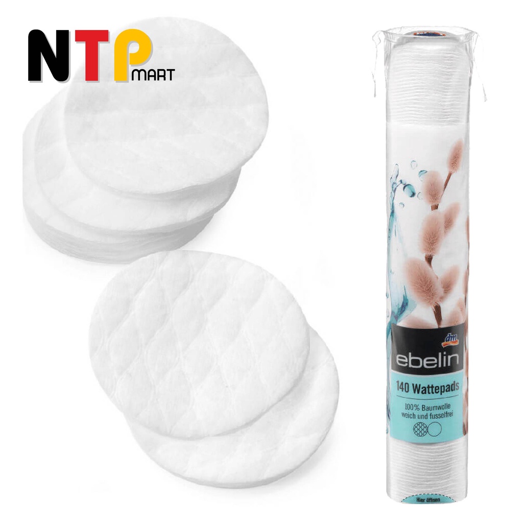 Bông Tẩy Trang Ebelin Wattepads 100% Cotton cây 140 miếng nhập khẩu Đức