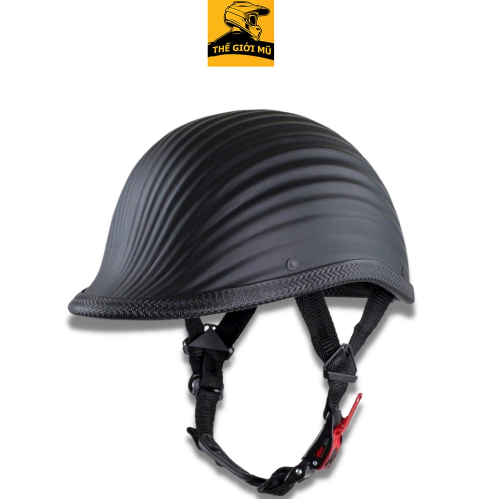 Mũ bảo hiểm nửa đầu vỏ sò, mũ sò hàng chính hãng cao cấp màu đen nhám
