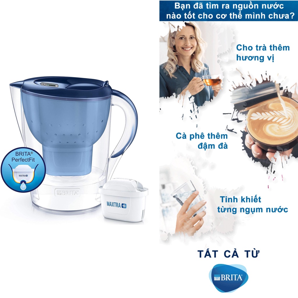 Bình lọc nước BRITA Marella XL Blue 3.5L (kèm 4 lõi lọc Maxtra Plus)