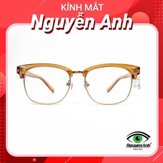 [Ảnh thật+Free ship] gọng kính cận A5267A nhựa dẻo phối viền kim loại form bầu dục club master unisex cho cả nam và nữ