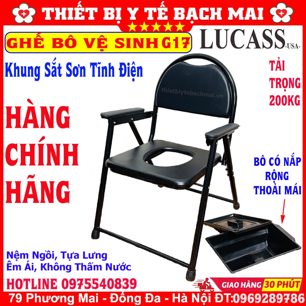 Ghế Bô Vệ Sinh Lucass G17 [Sắt Sơn Tĩnh Điện + Nệm Ngồi Êm]