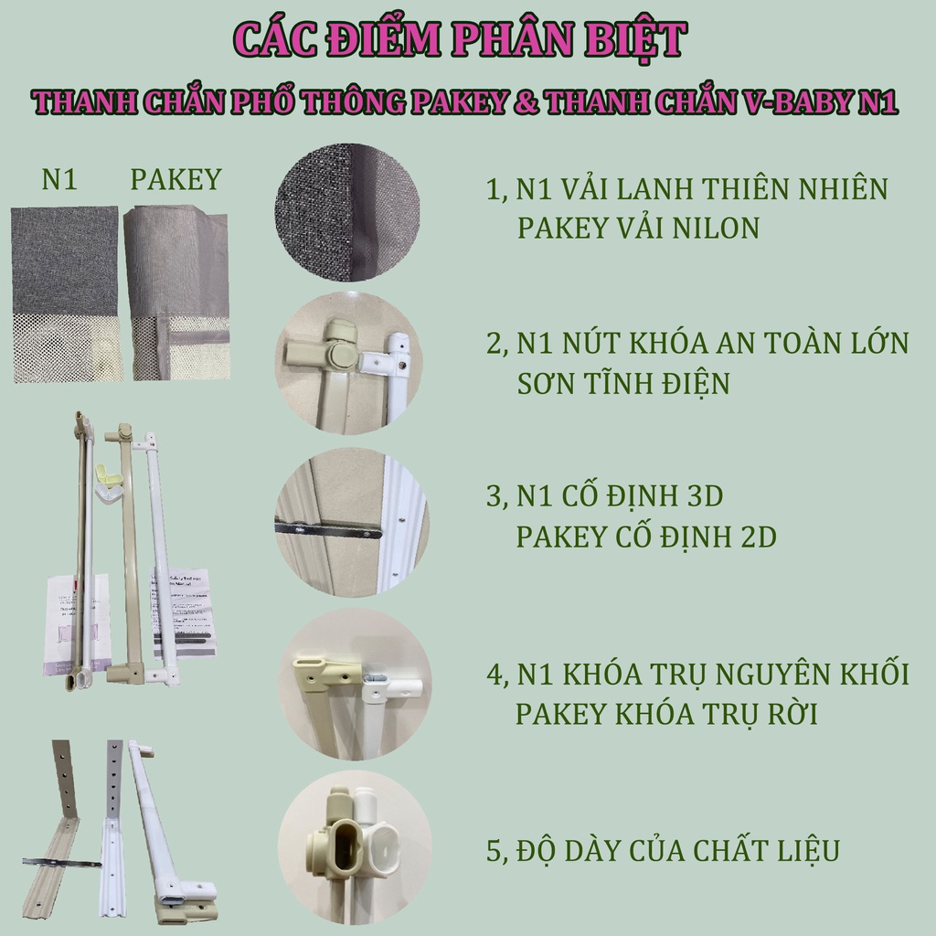 Thanh chắn giường Nhật Bản V-BABY NV01 & N1 hàng cao cấp - 1 hộp 1 thanh