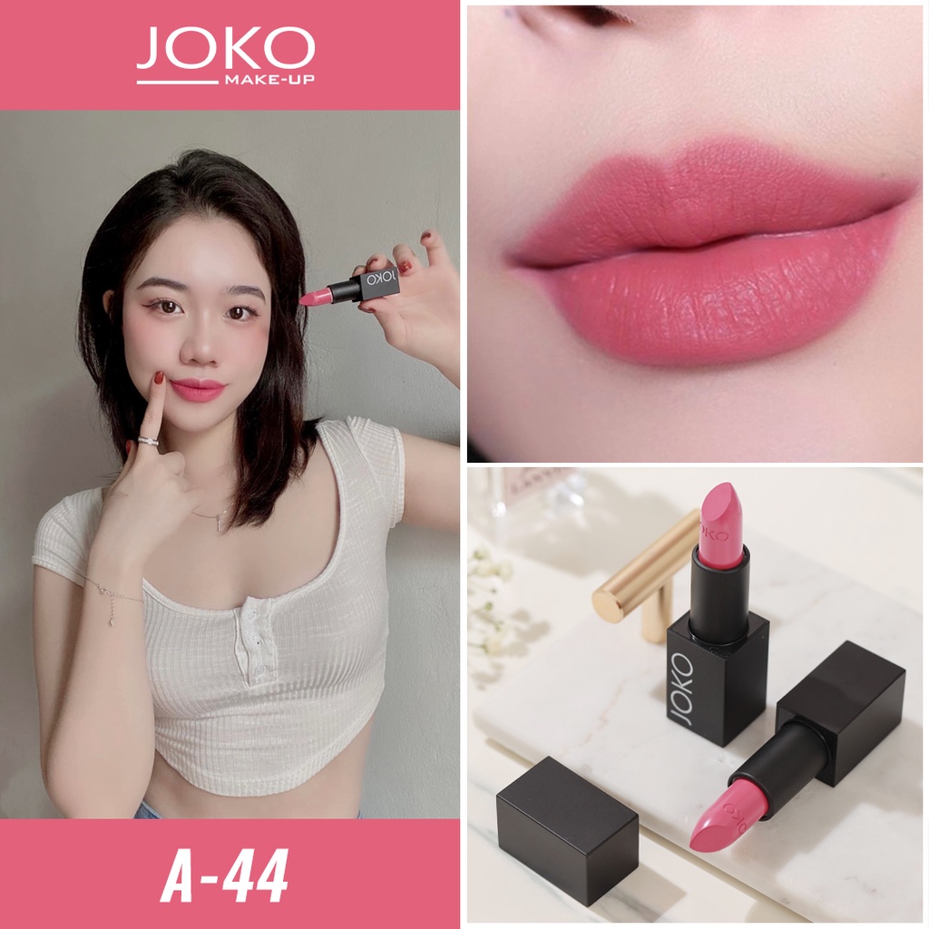 Son thỏi Joko - Son lì không trôi dưỡng bóng chính hãng A44 hồng đất