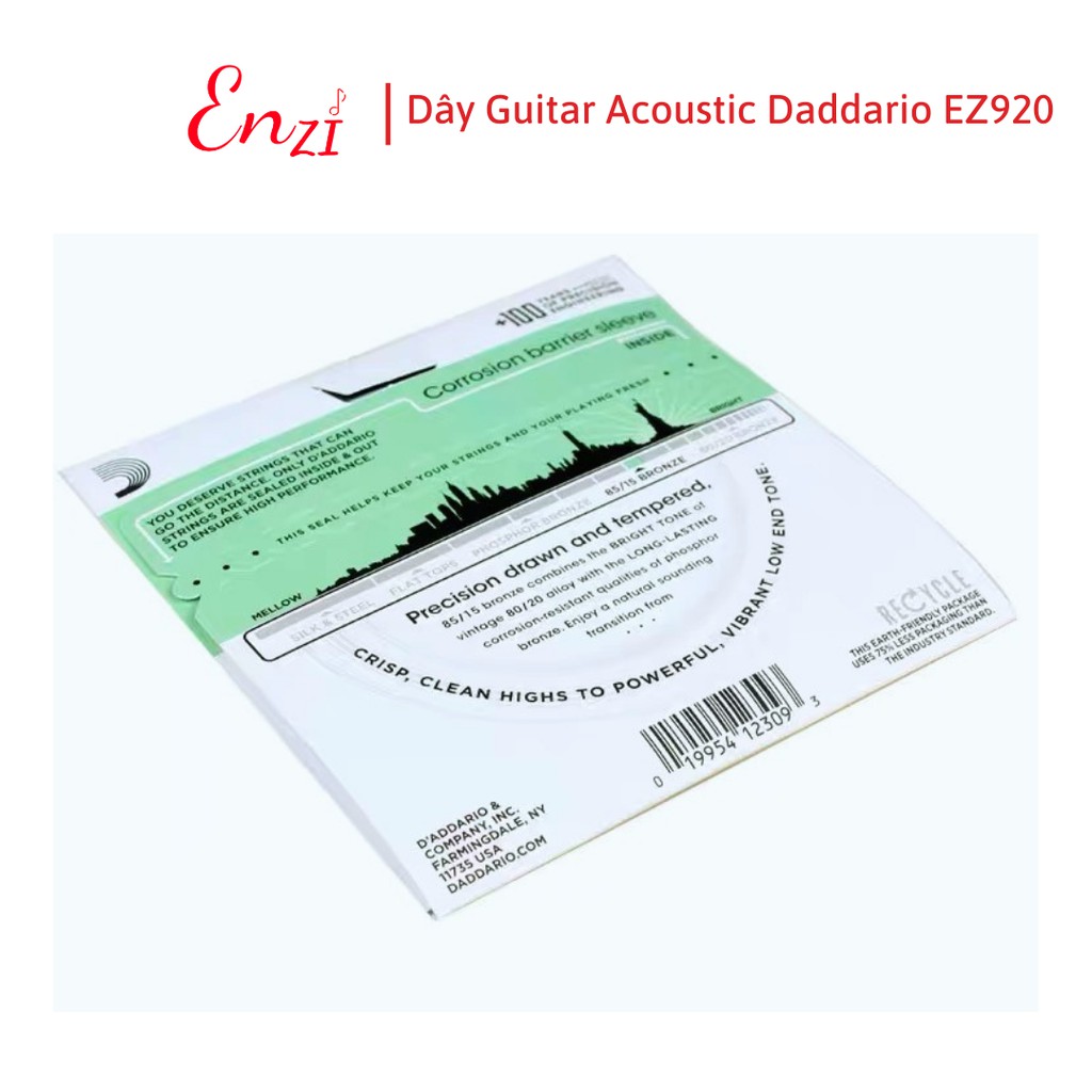 Dây đàn guitar acoustic D'addario EZ920 EXP26 EJ13 EZ910 EZ900 dây guitar sắt chất lượng Enzi