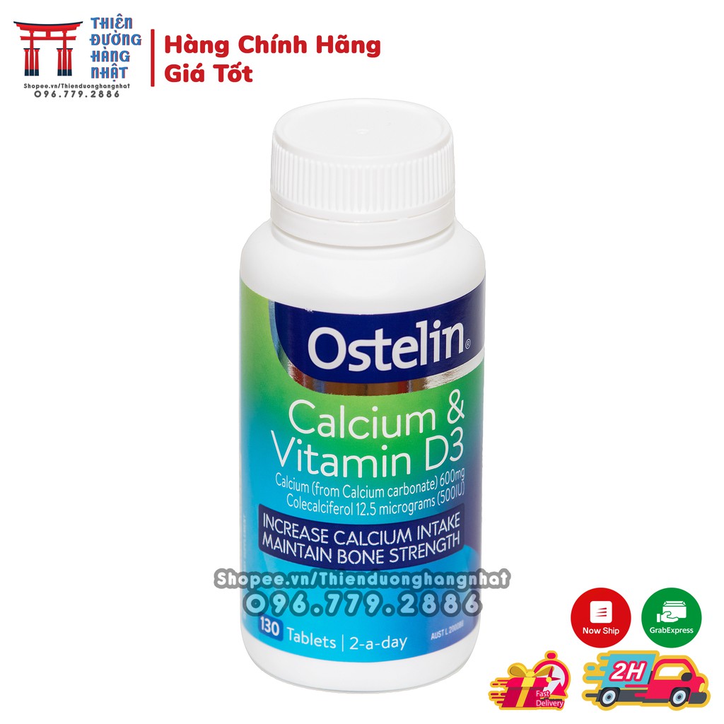 Viên uông Ostelin Can-xi & Vitami.n D3 cho bà bâu, 130 viên [Date 7/2023]