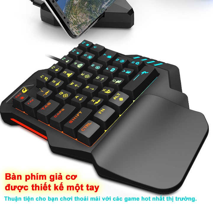 Bàn phím giả cơ FREE WOLF K1 chơi game Pubg Mobile, Rules of Survival, Free Fire trên điện thoại, máy tính bảng, Laptop