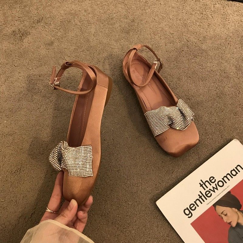 Oeteo Giày Búp Bê Đế Thấp Đính Đá Thời Trang Dành Cho Nữ