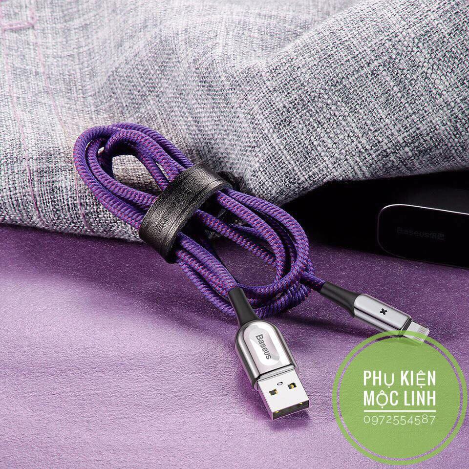 Cáp sạc tự ngắt có đèn Led Baseus C-shape chính hãng cho Iphone Ipad
