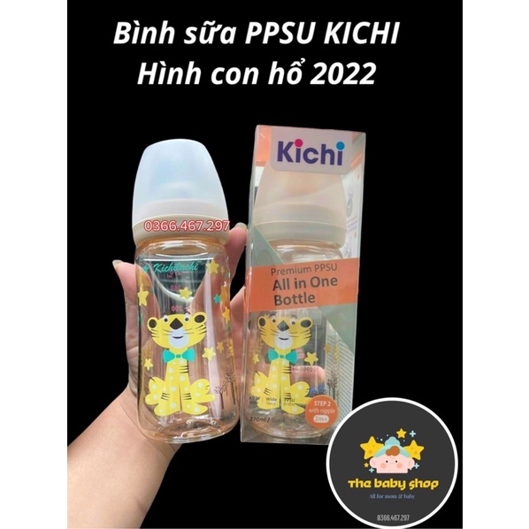 BÌNH SỮA PPSU CAO CẤP KICHI NÚM SIÊU MỀM CHO BÉ 170ml/270ml
