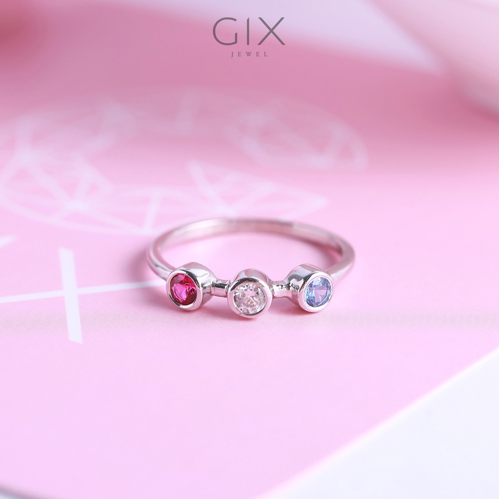 Nhẫn bạc nữ mạ vàng đính ba viên đá rời Gix Jewel SPGN45