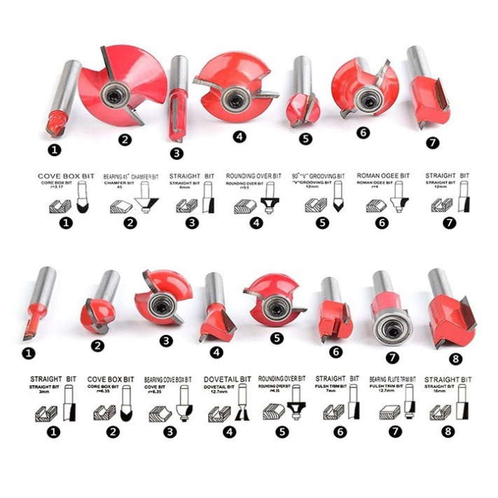 Mũi phay gỗ 12.7mm, Bộ mũi soi gỗ