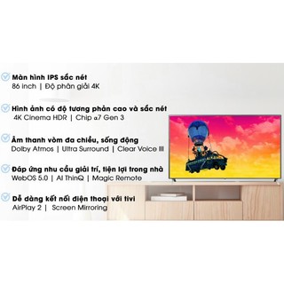 Smart tivi LG 4K 86inch 86UN8000PTB