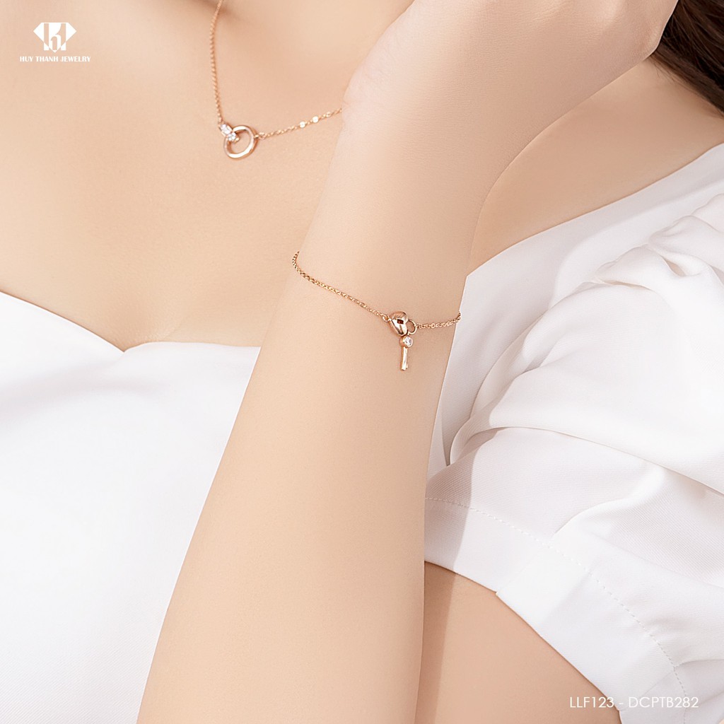 Dây Chuyền Vàng 14K Aurora Thiết Kế Hình Tròn Đính Đá CZ Cao Cấp Lấp Lánh DCPTB282 Huy Thanh Jewelry