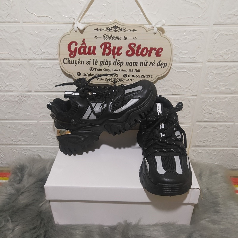 Giày Thể Thao Sneaker Nữ Gót Bạc Có Phản Quang