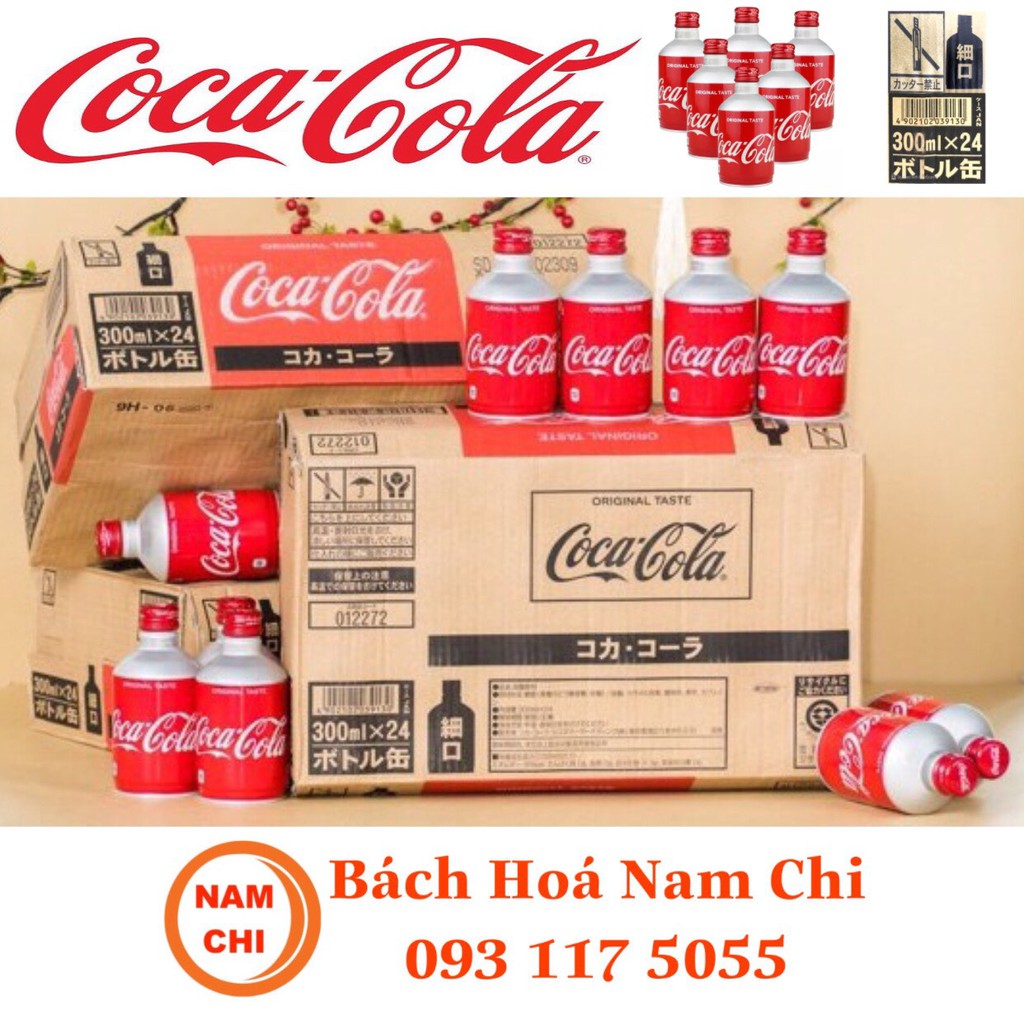 [THÙNG 24 CHAI] Coca Nhật Chai Nhôm - Nắp Vặn 300ml