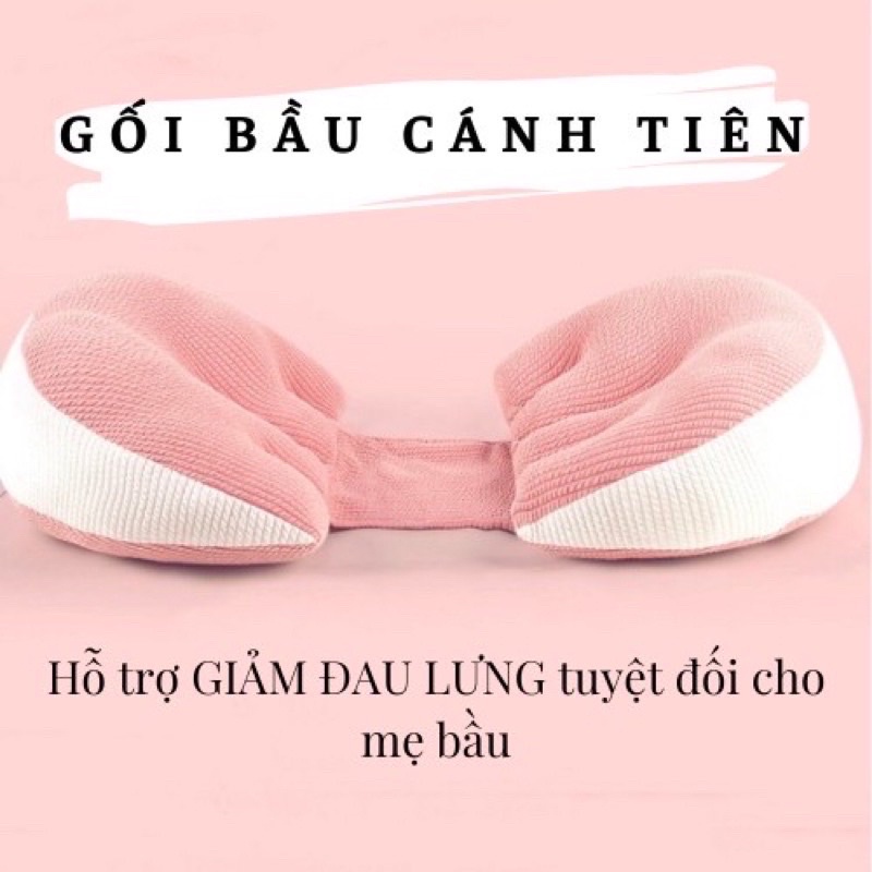 Gối bầu cánh tiên vải sợi tre cao cấp, có 2 lớp, bông xơ đàn hồi không xẹp