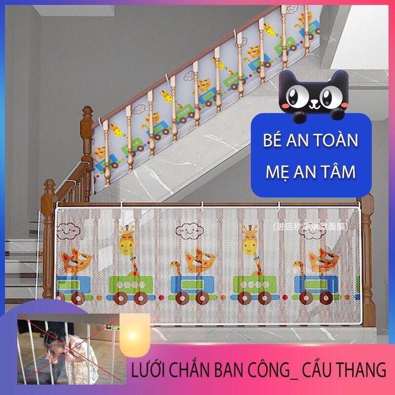 Lưới chắn cầu thang , chắn ban công an toàn cao cấp bảo vệ bé [ Lưới polyester dày ]