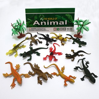 Bộ 12 đồ chơi Tắc Kè Safari hoang dã (dài 8 cm) Mô hình thằn lằn nhựa giả cho bé trên 3 tuổi