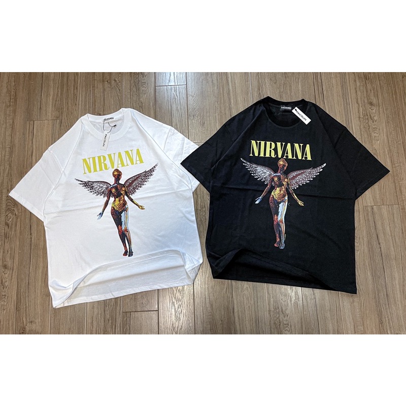 Áo thun tay ngắn NIRVANA cotton 100% đầy đủ tem mạc và túi zip