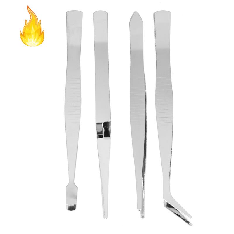 [Hàng mới về] Set 4 nhíp bằng thép không gỉ chống trượt chuyên dụng trang điểm