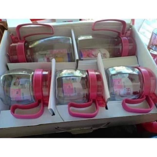 SET 5 Hộp/Hũ Đựng Gia Vị Bằng Thủy Tinh Quai Hồng Cao Cấp. | BigBuy360 - bigbuy360.vn