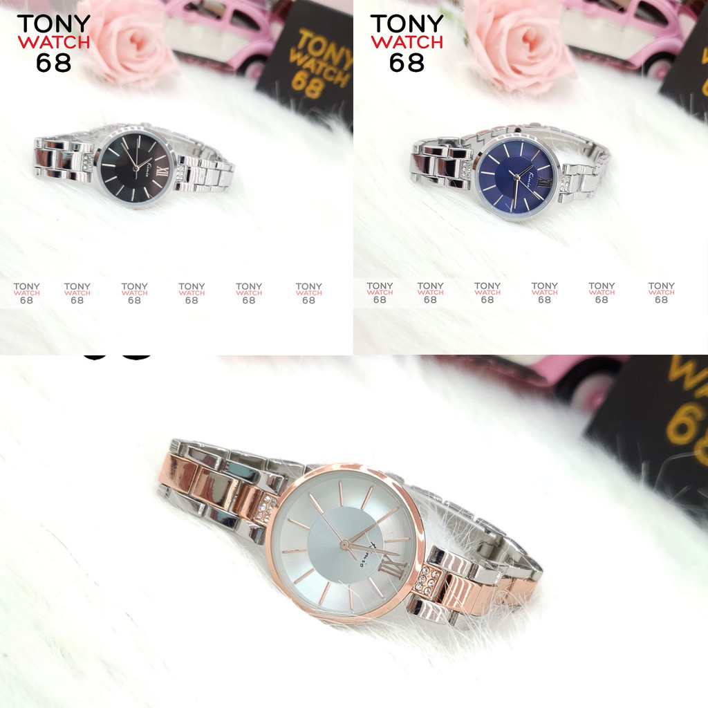 Đồng hồ nữ đeo tay chính hãng Kimio dây kim loại mặt tròn màu bạc chống nước Tony Watch 68