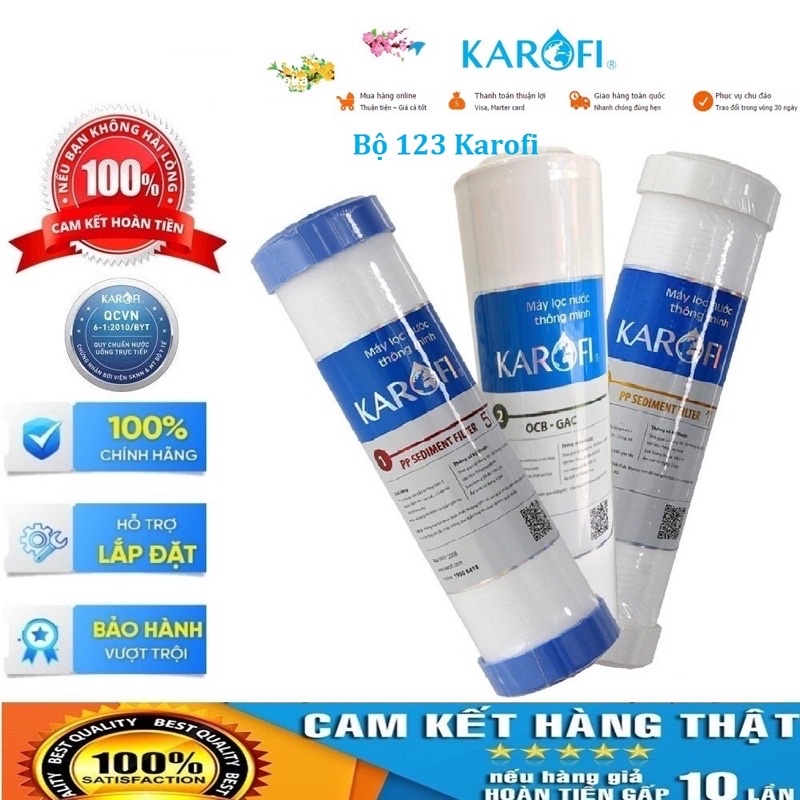 Bộ 3 lõi lọc nước số 1,2,3 Karofi -Cam Kết Chính Hãng - Đổi Trả Trong Vòng 7 Ngày - Lõi Lọc Karofi Chính Hãng 4