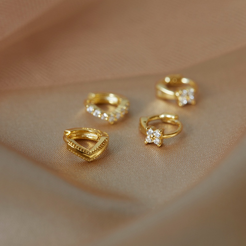 1 Đôi Khuyên Tai Mạ Vàng 14K Đính Đá Thời Trang Cho Nữ