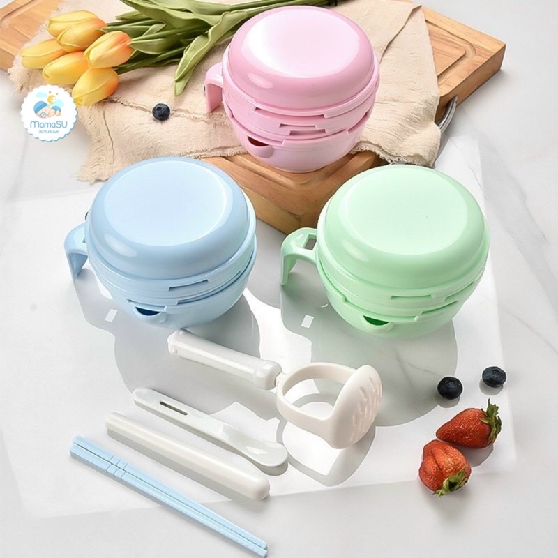 Bộ dụng cụ lúa mạch chế biến đồ ăn dặm kiểu Nhật cho bé 10 chi tiết rây lọc, vắt cam bào mài rau củ quả