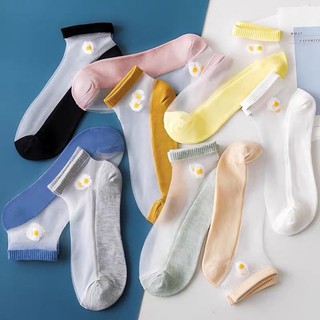 Set 10 Đôi Tất Lưới Hoa Cúc Mùa Hè Cho Nữ Nhiều Màu Kèm Túi