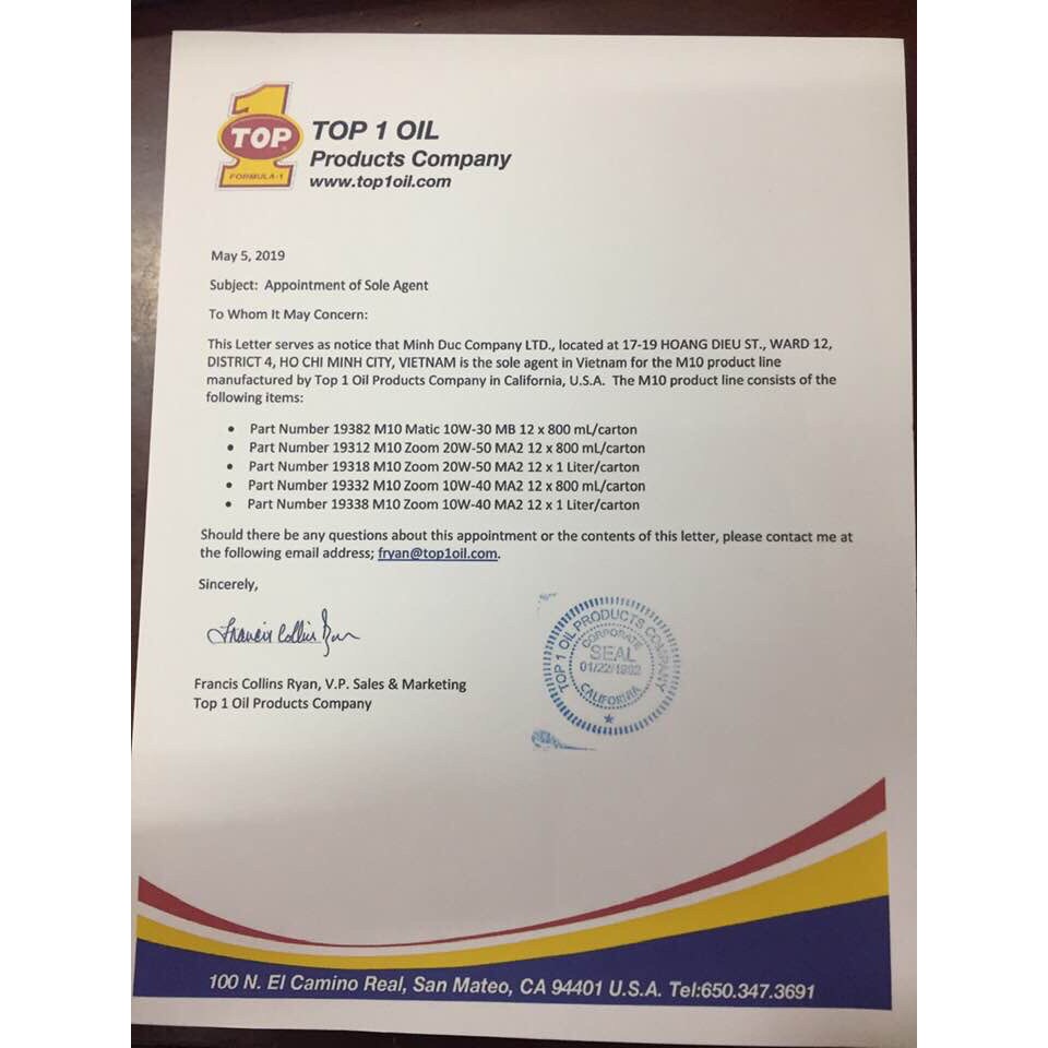 Nhớt TOP 1 Evolution 10W-30 1 Lít