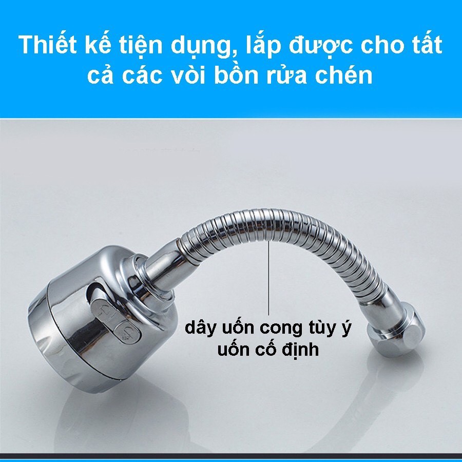Dây Nối Đầu Vòi Nước Tăng Áp Có Nút Điều Chỉnh Xoay 360