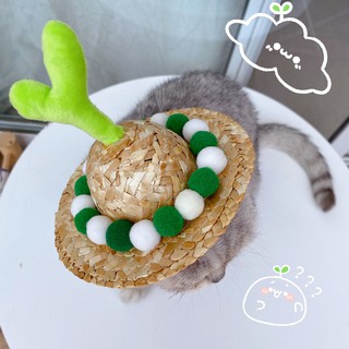 Vật Nuôi Dệt Tay Cho Mèo Và Chó Mũ Rơm Đồ Dùng Trang Trí Mùa Xuân Và Mùa Hè Thoáng Khí Thoáng Khí Xoay Tre Chuồn Chuồn Tre Phụ Kiện Hoạt Hình Mũ