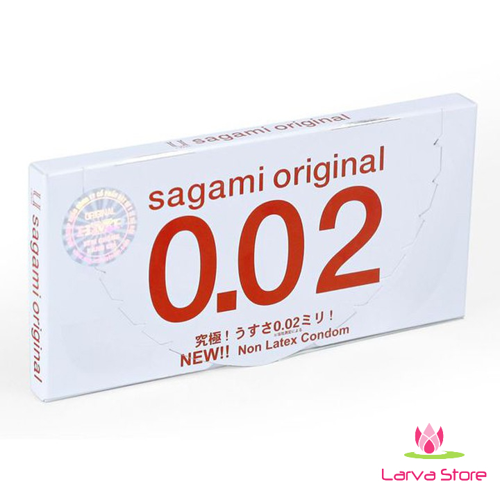 Bao cao su Sagami original 0.02 (mm) siêu mỏng nhất, chân thực nhật (hộp 2 chiếc) - Larva Store