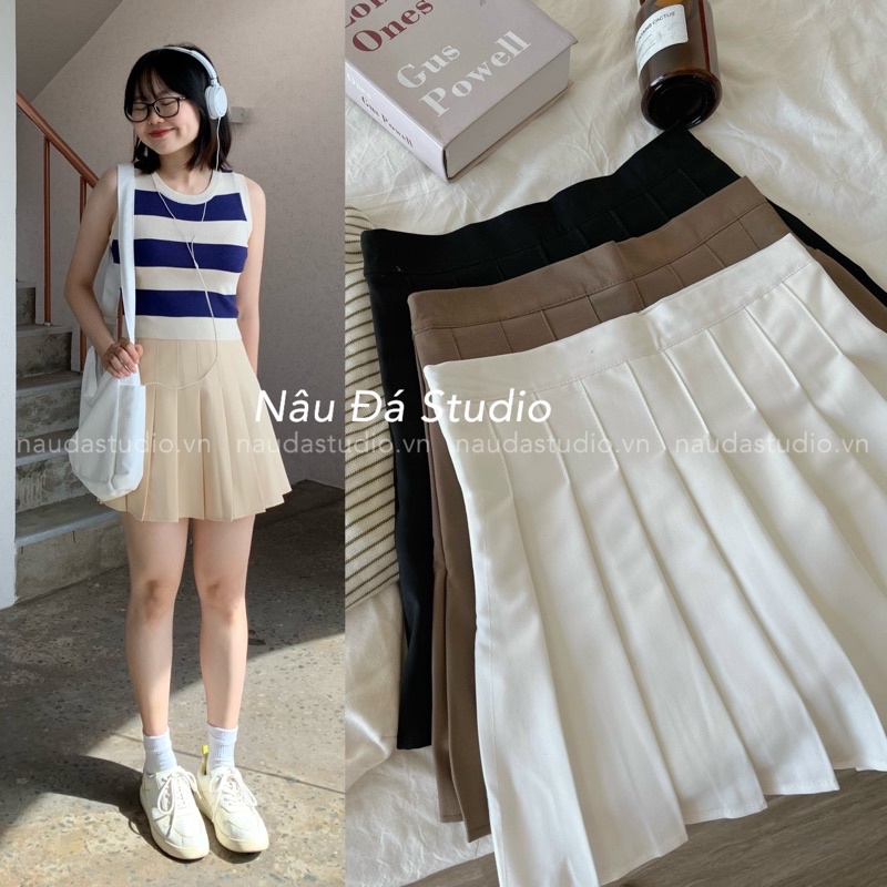 CHÂN VÁY TENNIS XẾP LY  - NÂU ĐÁ STUDIO.