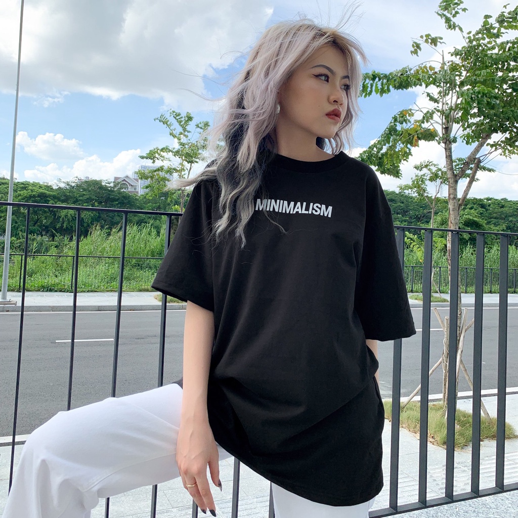 Áo thun tay lỡ MINIMALISM phông Unisex nam nữ Cotton oversize form rộng LUNACY TB030 | BigBuy360 - bigbuy360.vn