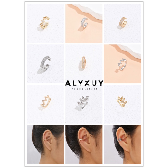 1 Chiếc Bông Tai Kẹp mini Bằng Thép Không Gỉ Mạ Vàng 14K Đính Đá Zircon Đơn Giản Thời Trang