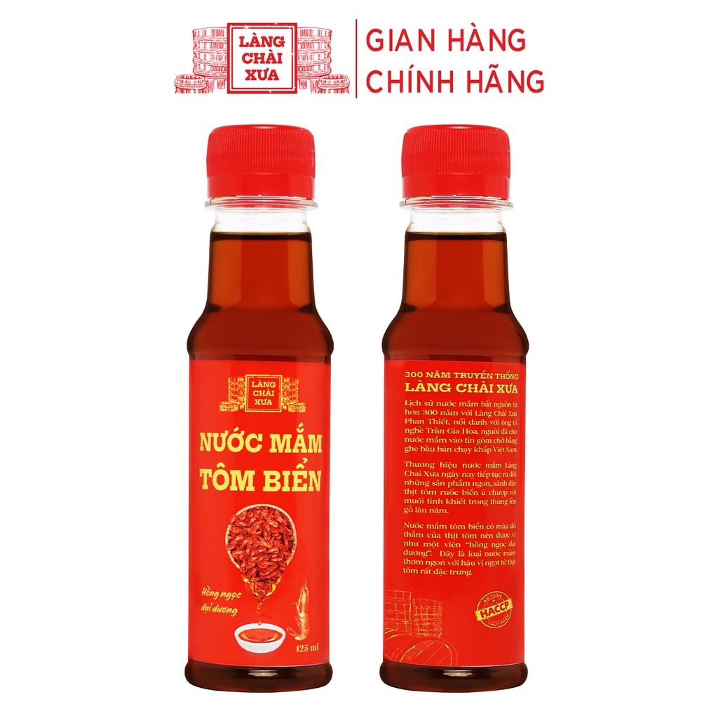 [Lốc 10 chai] Nước mắm tôm biển Làng Chài Xưa Hồng Ngọc Đại Dương 125ml/chai 300 năm truyền thống