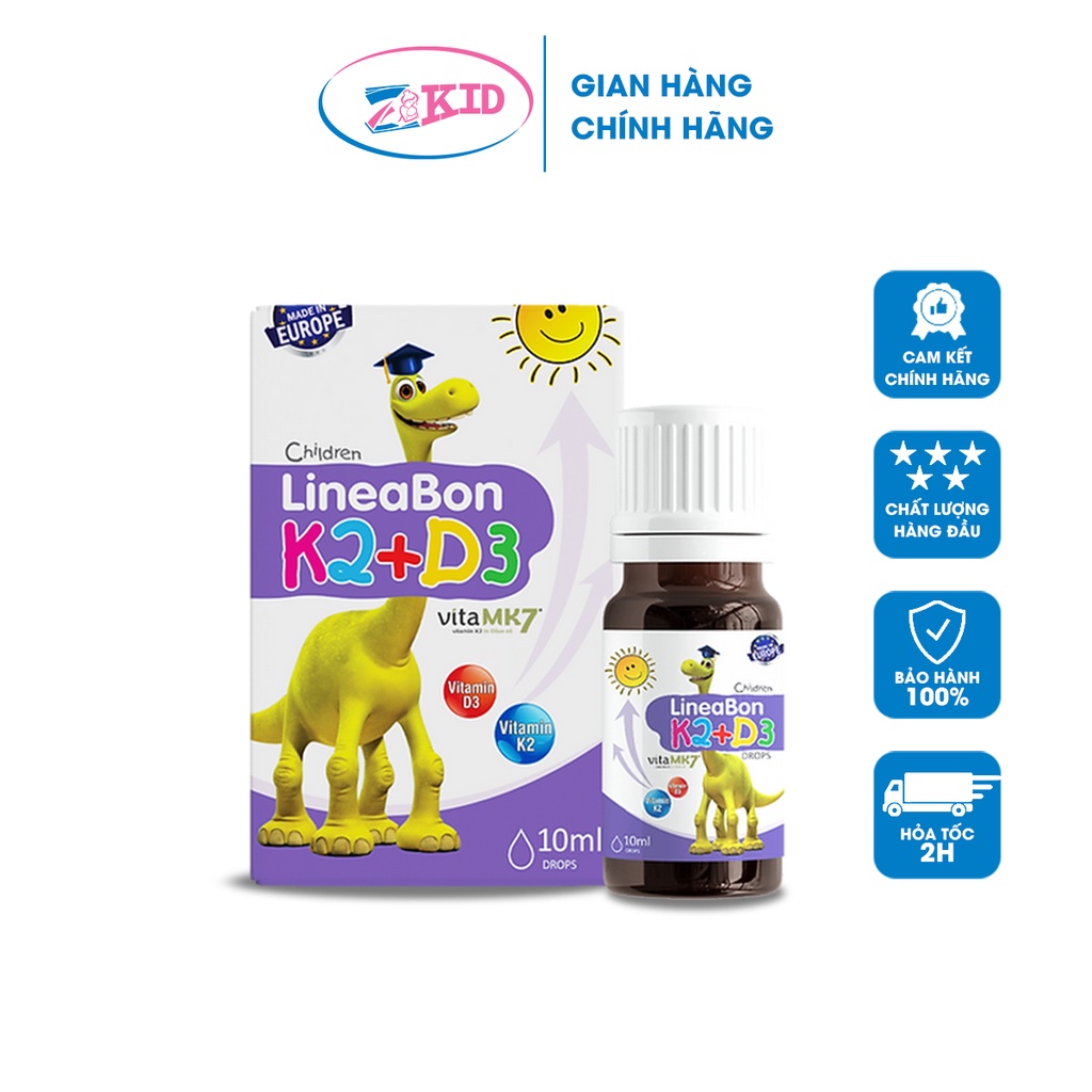 Vitamin D3K2 Lineabone - Hỗ trợ hấp thu canxi, tăng chiều cao cho bé_10ml